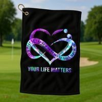 Heart Your Life Matters Suicide Prevention Awareness Golf Towel thumb 1