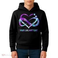 Heart Your Life Matters Suicide Prevention Awareness Kids Hoodie thumb 4