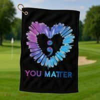 Heart You Matter 988 Suicide Prevention Awareness Golf Towel thumb 1