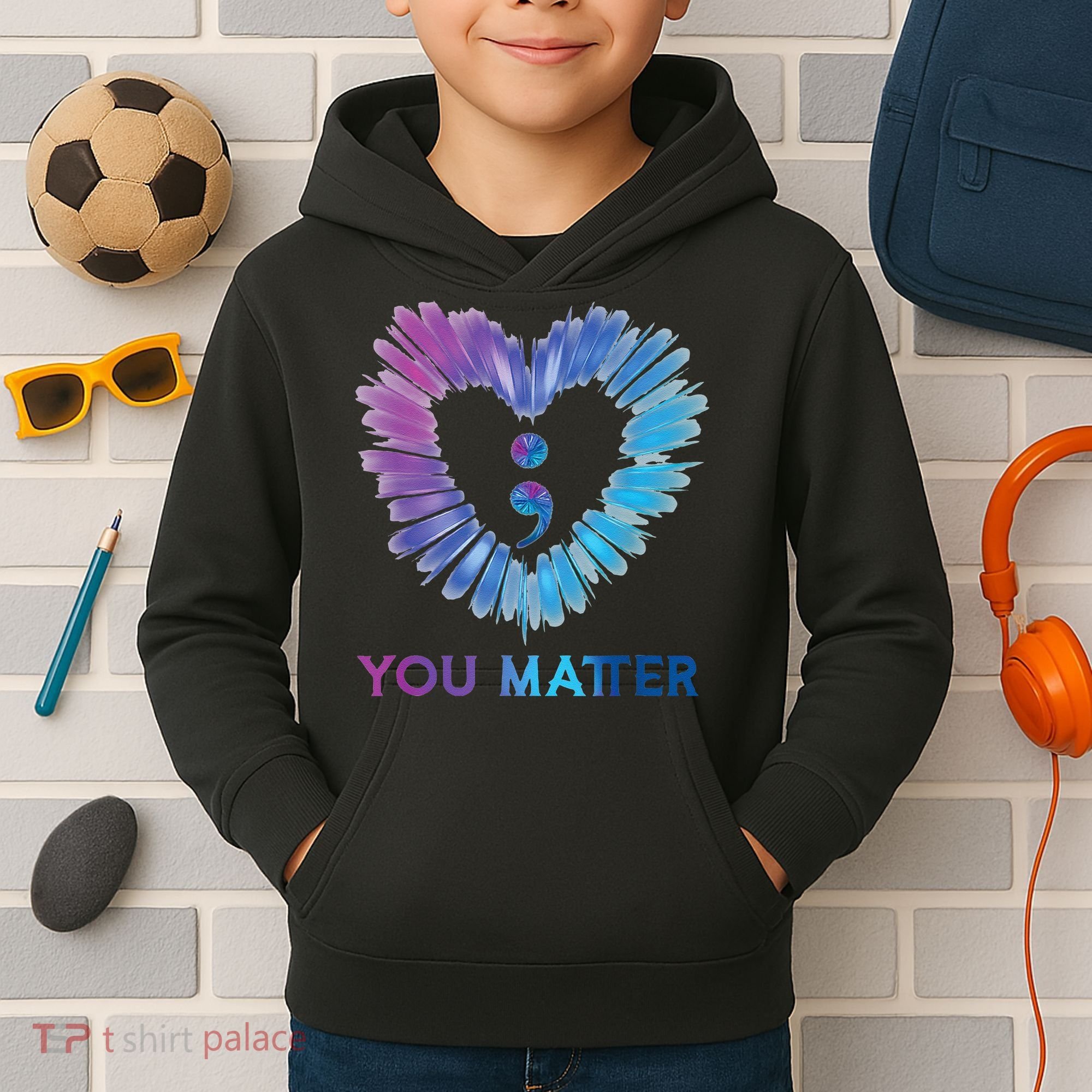 Heart You Matter 988 Suicide Prevention Awareness Kids Hoodie