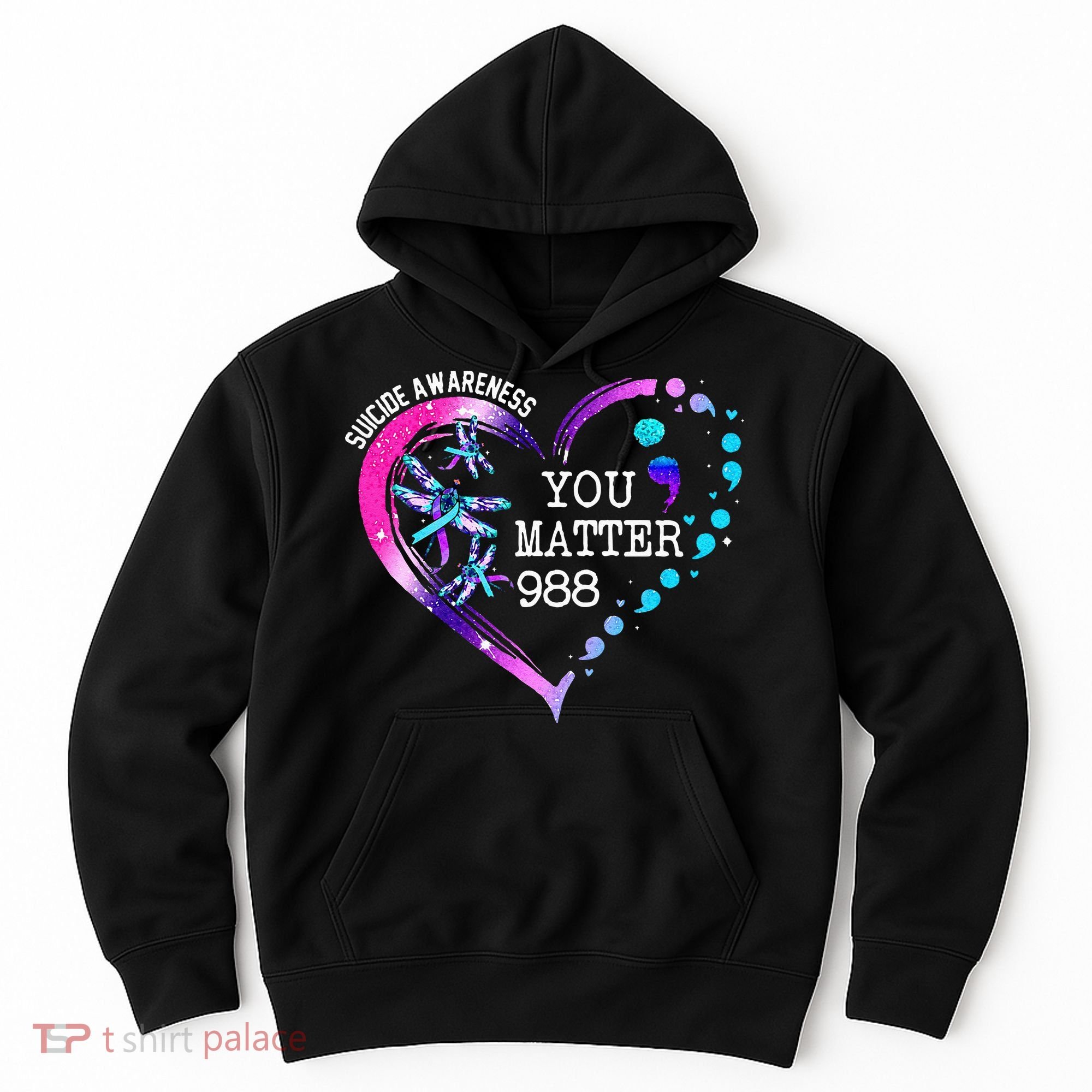 Heart You Matter 988 Suicide Prevention Awareness Dragonfly Hoodie