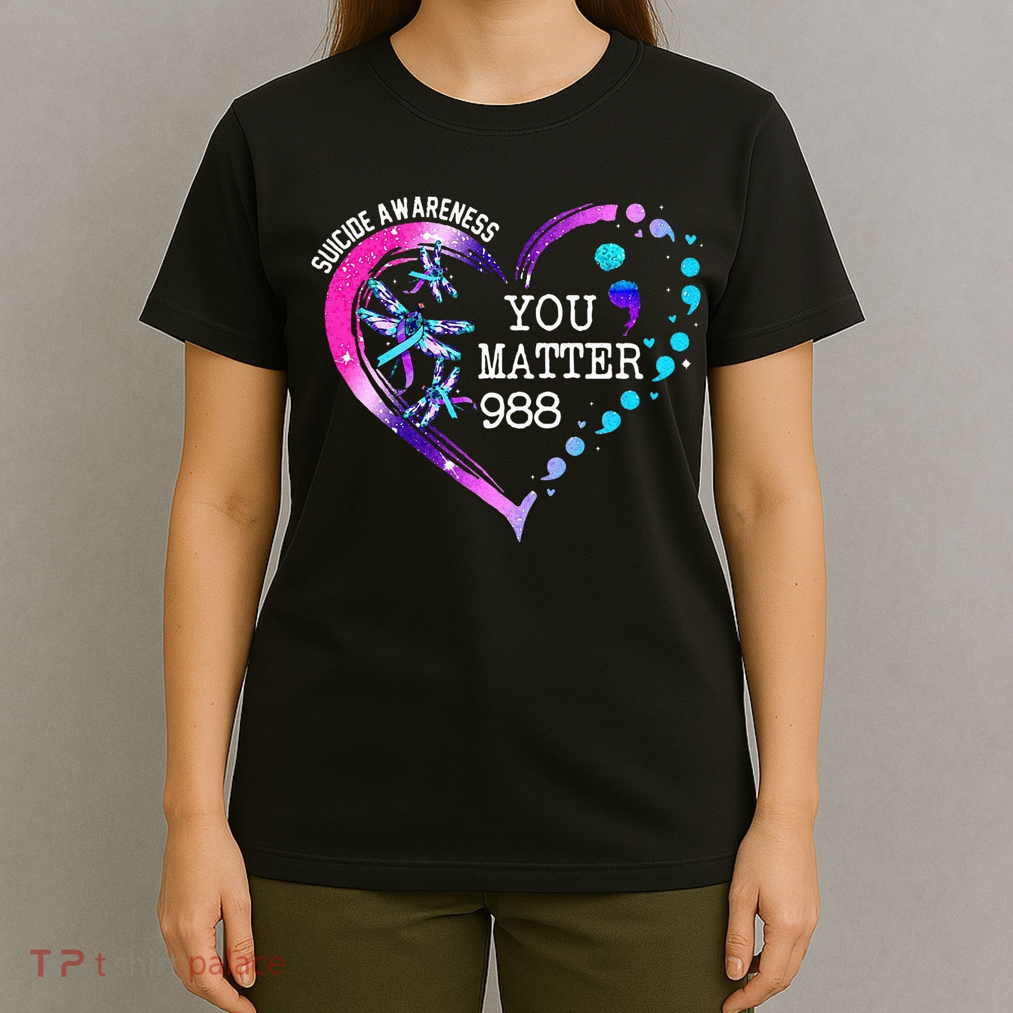 Heart You Matter 988 Suicide Prevention Awareness Dragonfly T-Shirt
