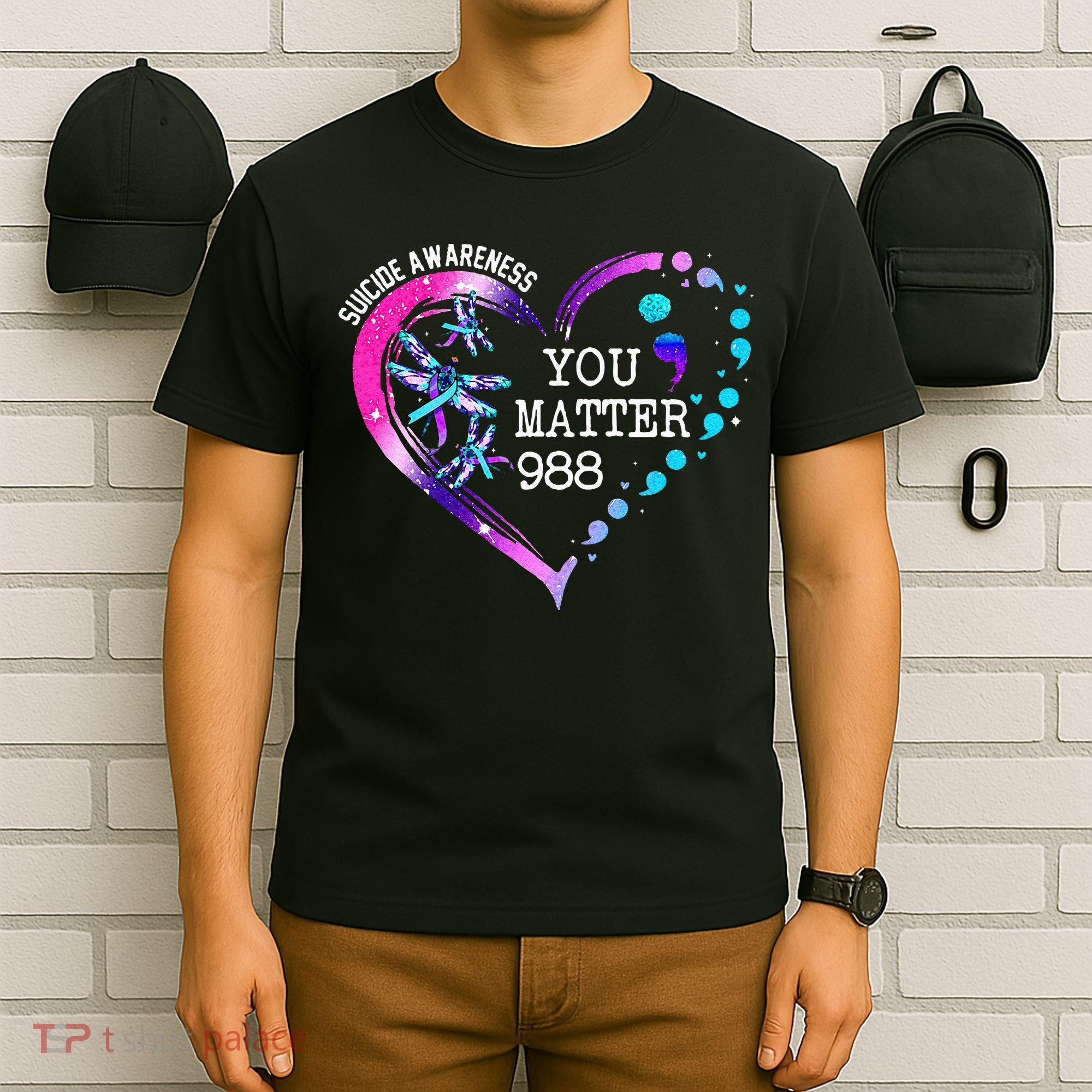 Heart You Matter 988 Suicide Prevention Awareness Dragonfly T-Shirt