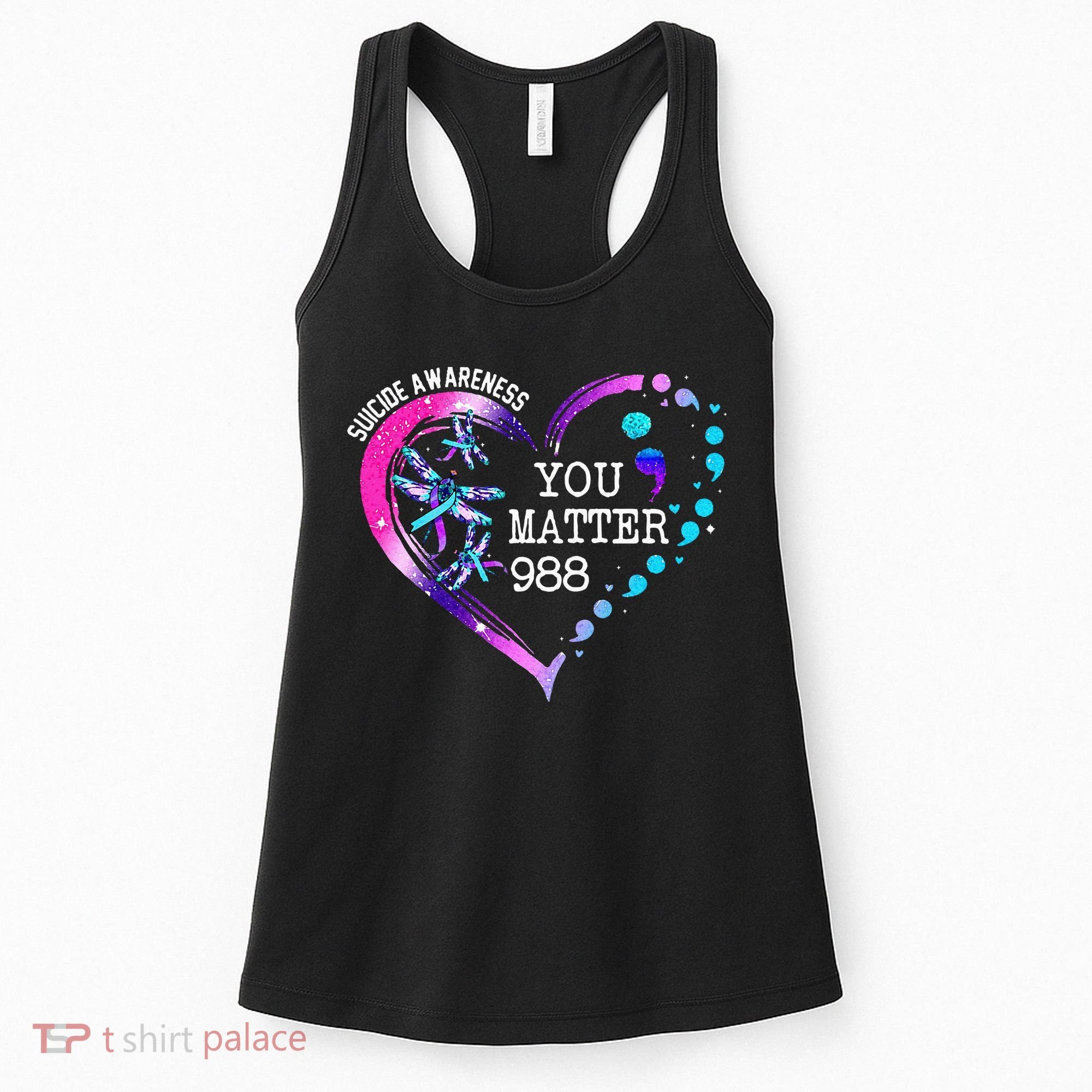 Heart You Matter 988 Suicide Prevention Awareness Dragonfly Women's Tank Top
