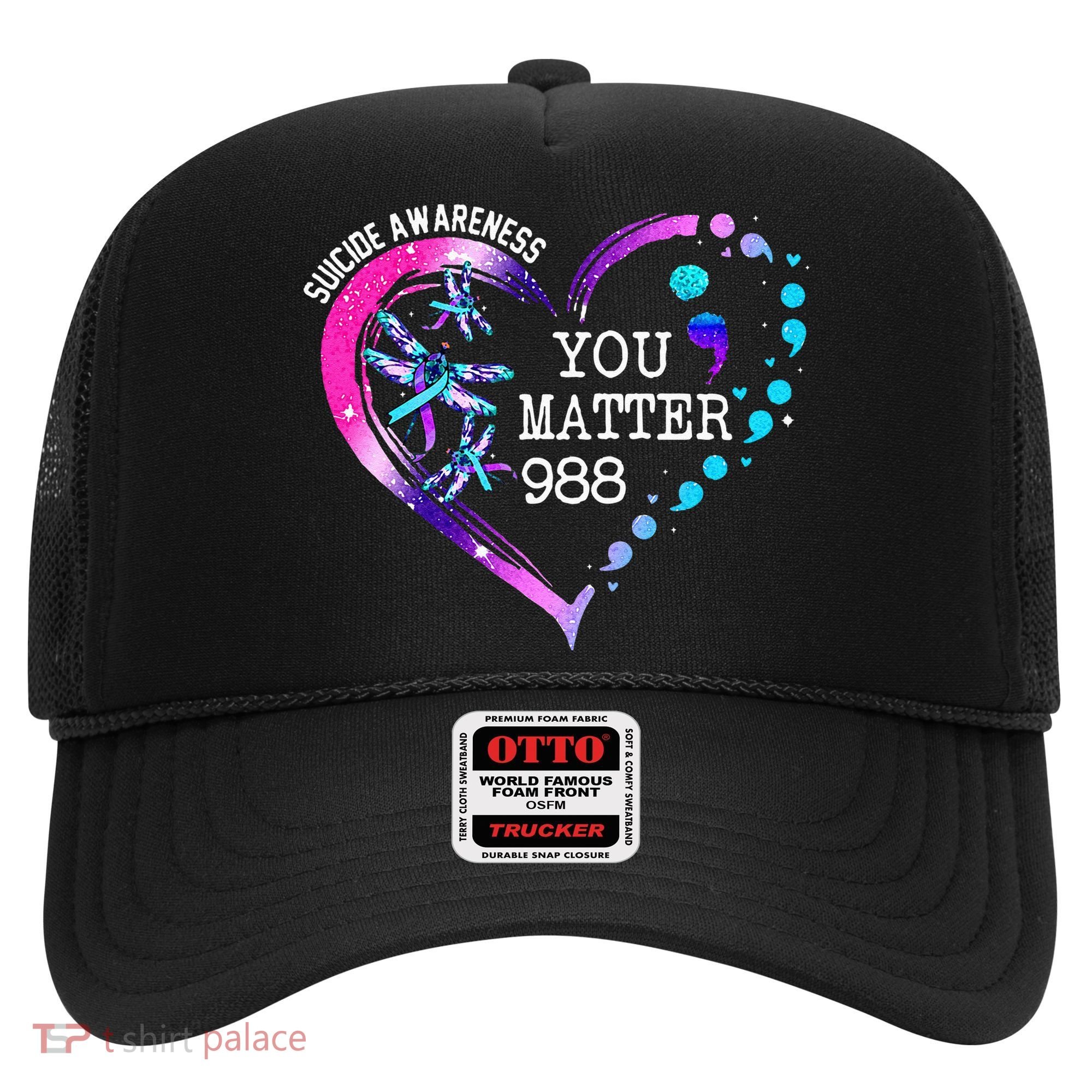 Heart You Matter 988 Suicide Prevention Awareness Dragonfly Hat