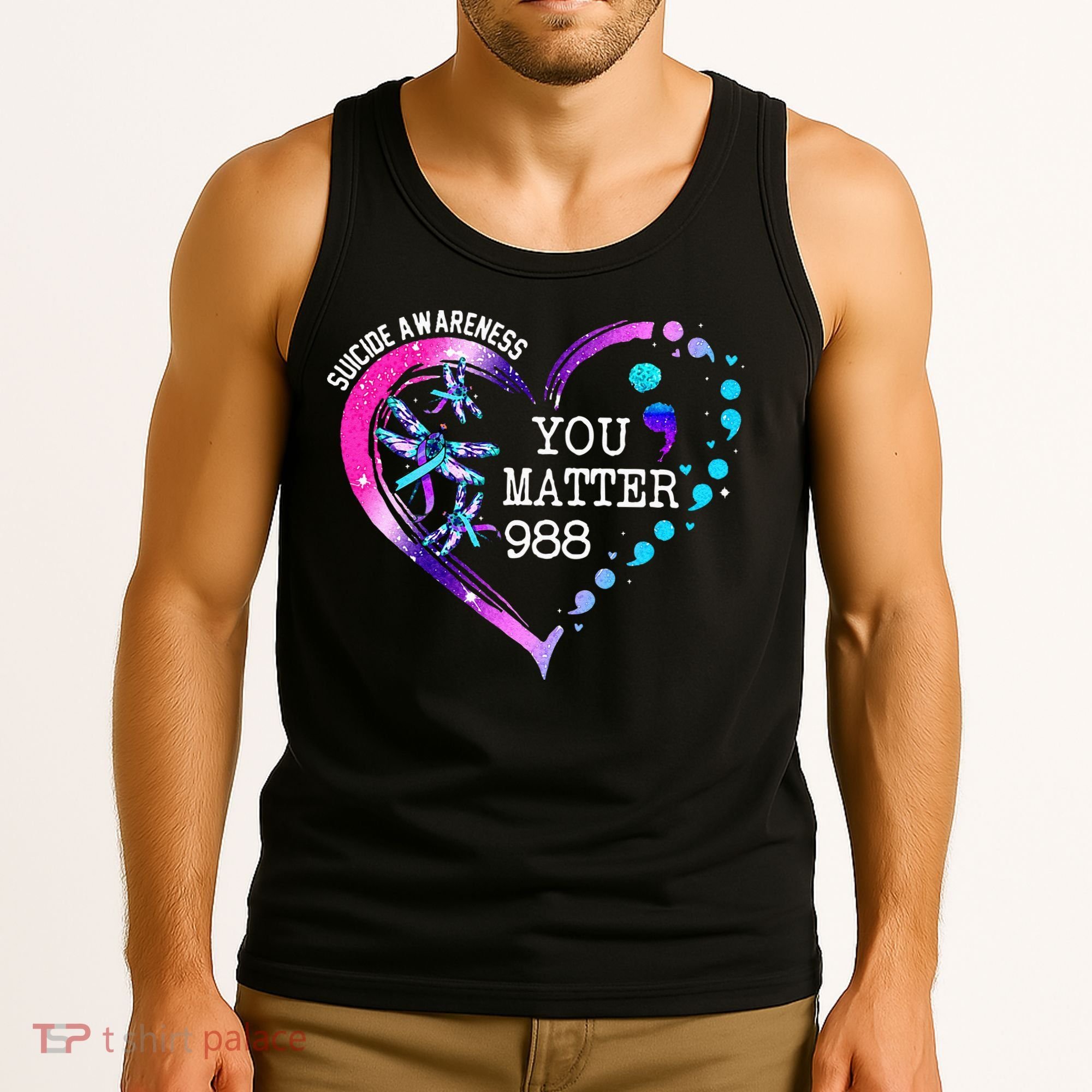 Heart You Matter 988 Suicide Prevention Awareness Dragonfly Tank Top