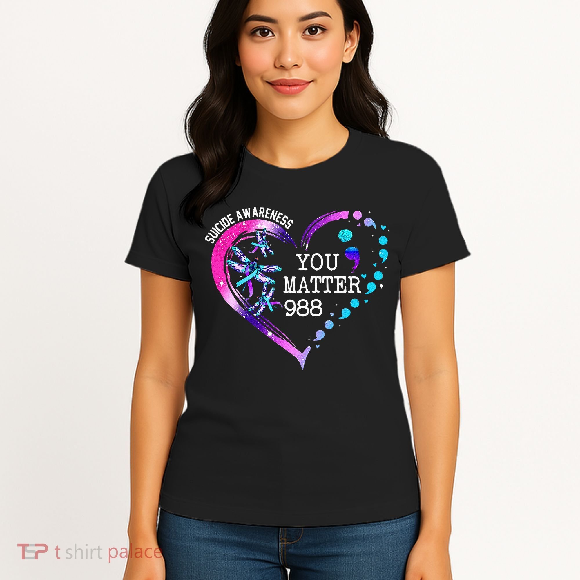 Heart You Matter 988 Suicide Prevention Awareness Dragonfly Women's T-Shirt