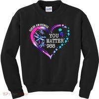 Heart You Matter 988 Suicide Prevention Awareness Dragonfly Kids Sweatshirt thumb 0