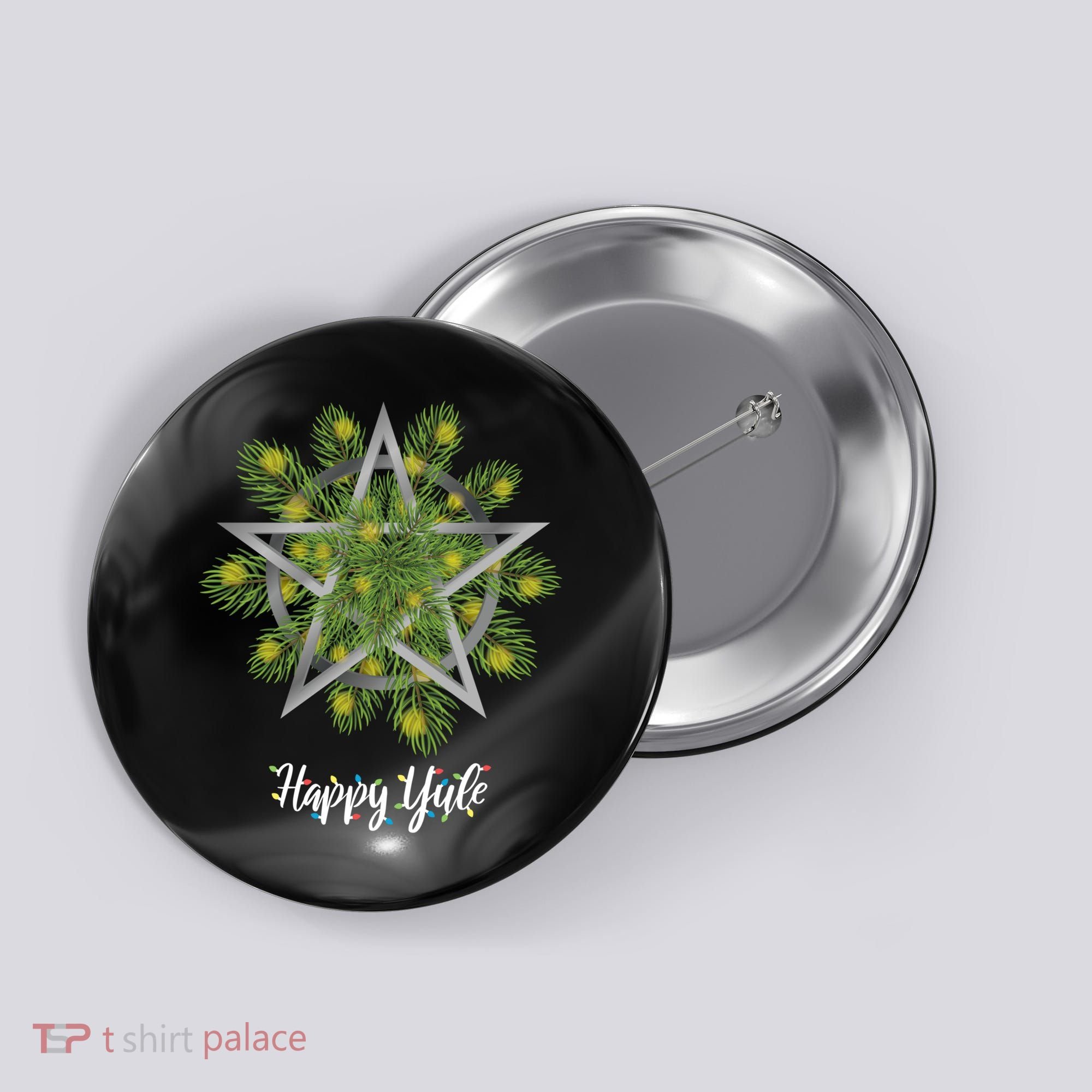 Happy Yule Pagan Christmas Winter Solstice Yuletide Button