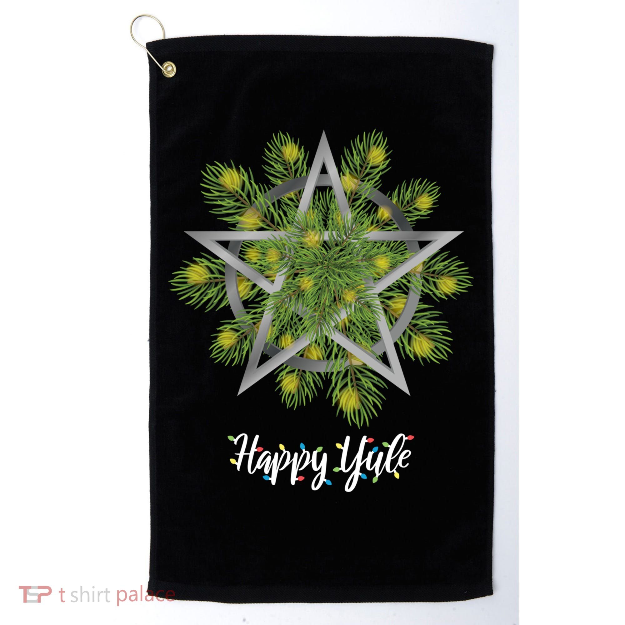 Happy Yule Pagan Christmas Winter Solstice Yuletide Golf Towel