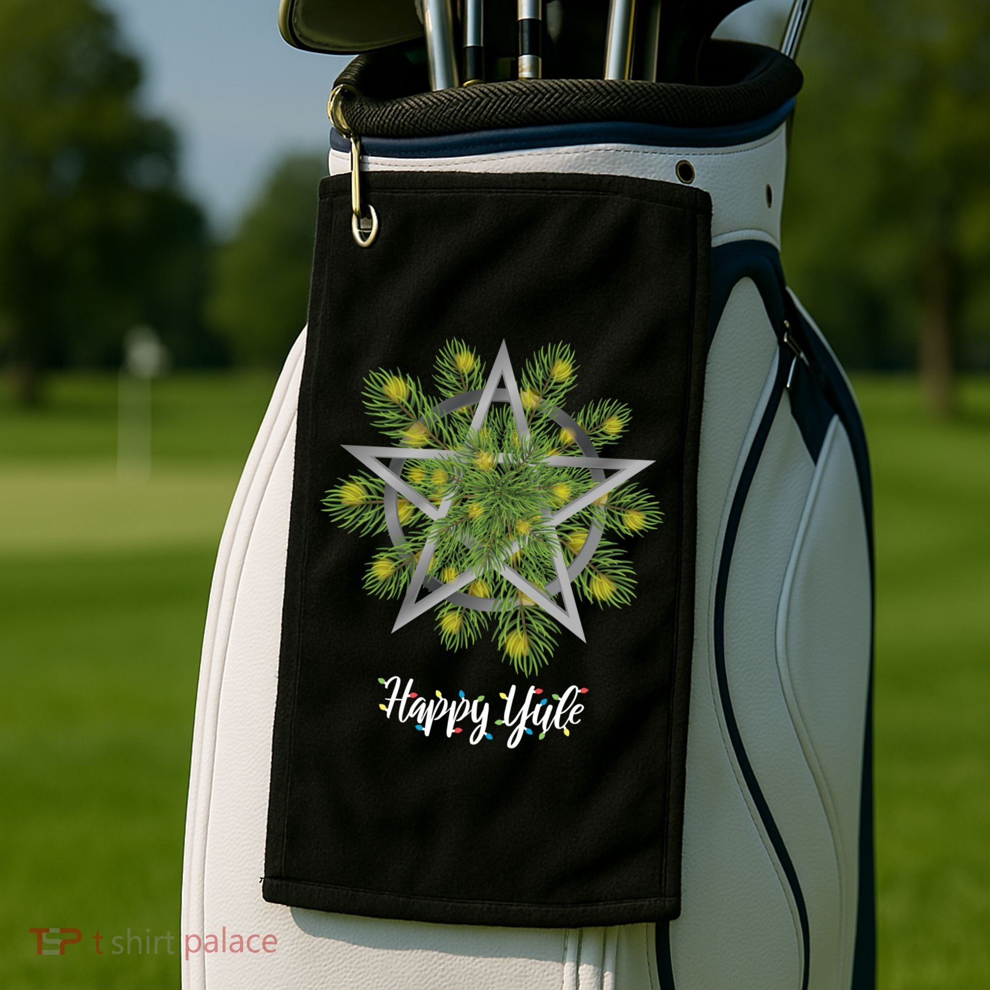 Happy Yule Pagan Christmas Winter Solstice Yuletide Golf Towel