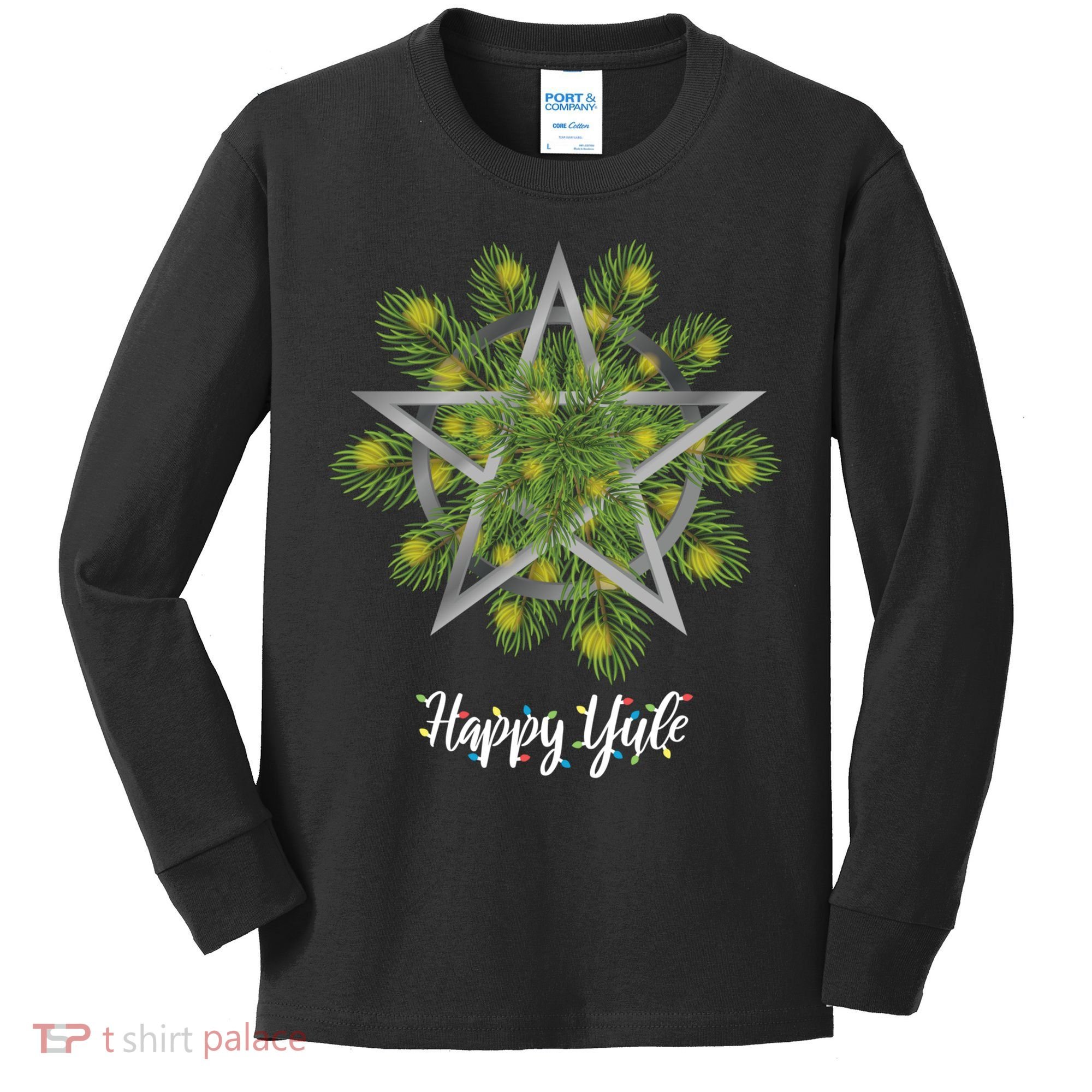 Happy Yule Pagan Christmas Winter Solstice Yuletide Kids Long Sleeve Shirt