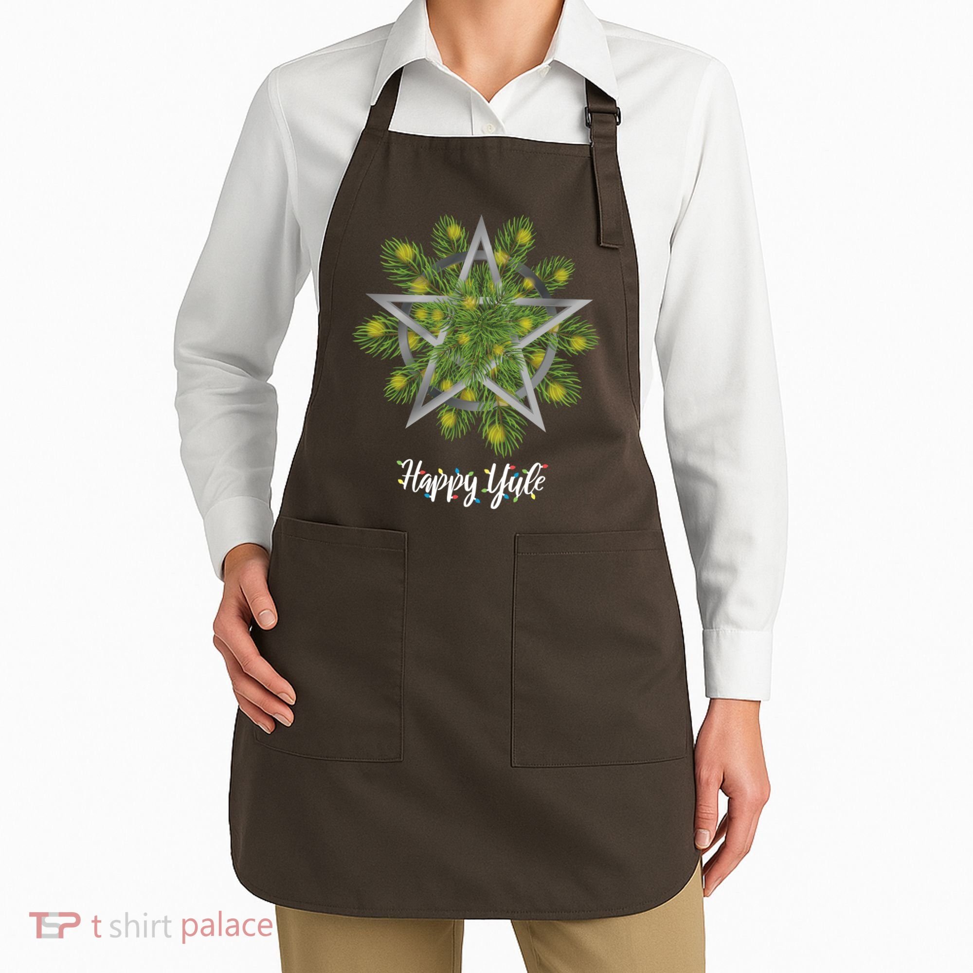 Happy Yule Pagan Christmas Winter Solstice Yuletide Apron