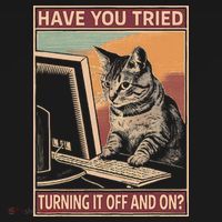 Have You Tried Turning It Off And On Tech Support Humor Cat Women's Hoodie thumb 2