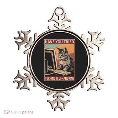 Have You Tried Turning It Off And On Tech Support Humor Cat Ornament