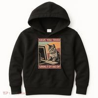 Have You Tried Turning It Off And On Tech Support Humor Cat Kids Hoodie thumb 0