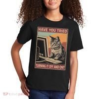 Have You Tried Turning It Off And On Tech Support Humor Cat Kids T-Shirt thumb 2