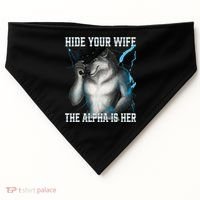 Hide Your Wife The Alpha Is Here Funny Werewolf Meme USA-Made Doggie Bandana thumb 0