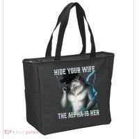 Hide Your Wife The Alpha Is Here Funny Werewolf Meme Tote Bag thumb 2