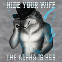 Hide Your Wife The Alpha Is Here Funny Werewolf Meme Women's Racerback Cropped Tank thumb 2
