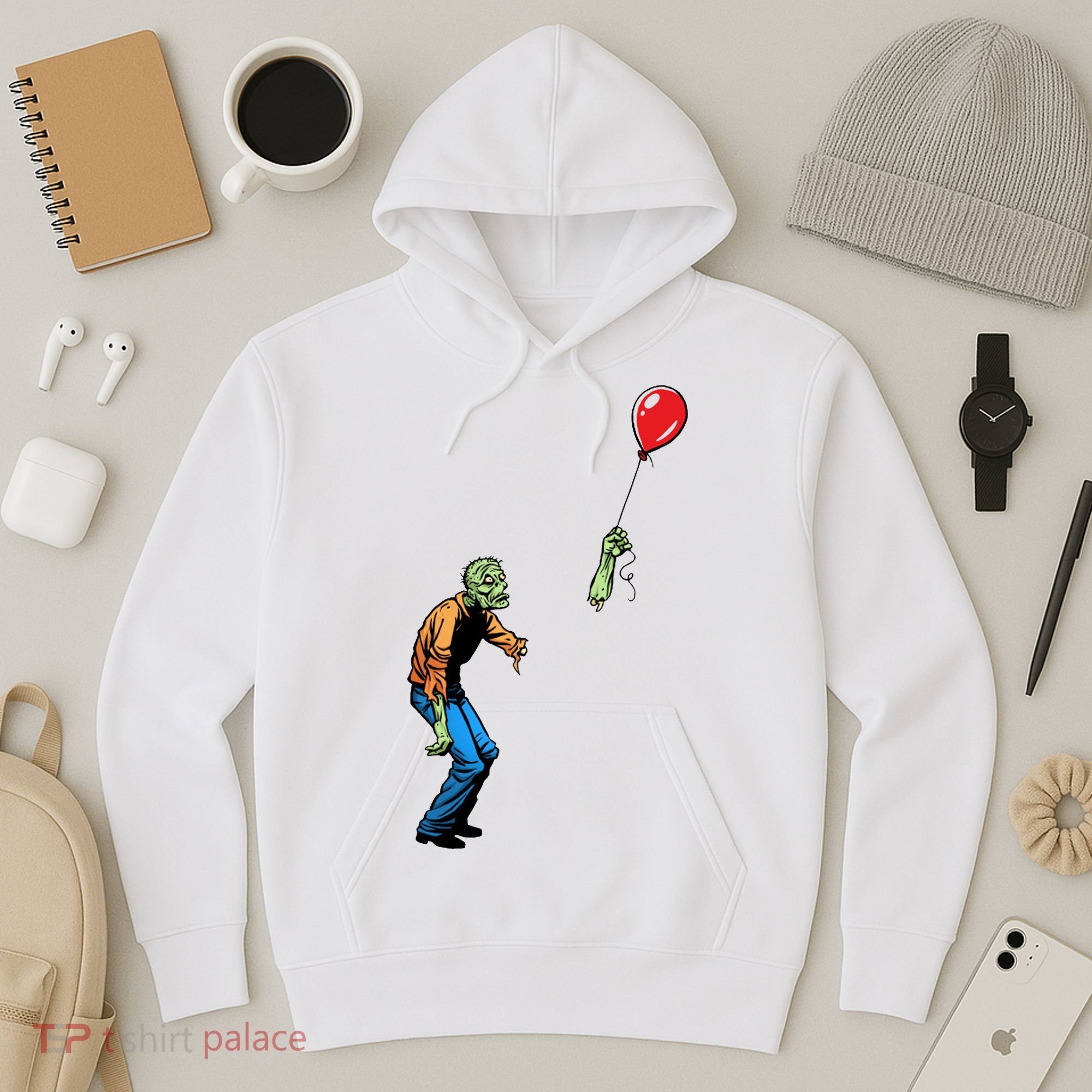 Halloween Zombie Balloon Funny Cut Off Arm Hoodie