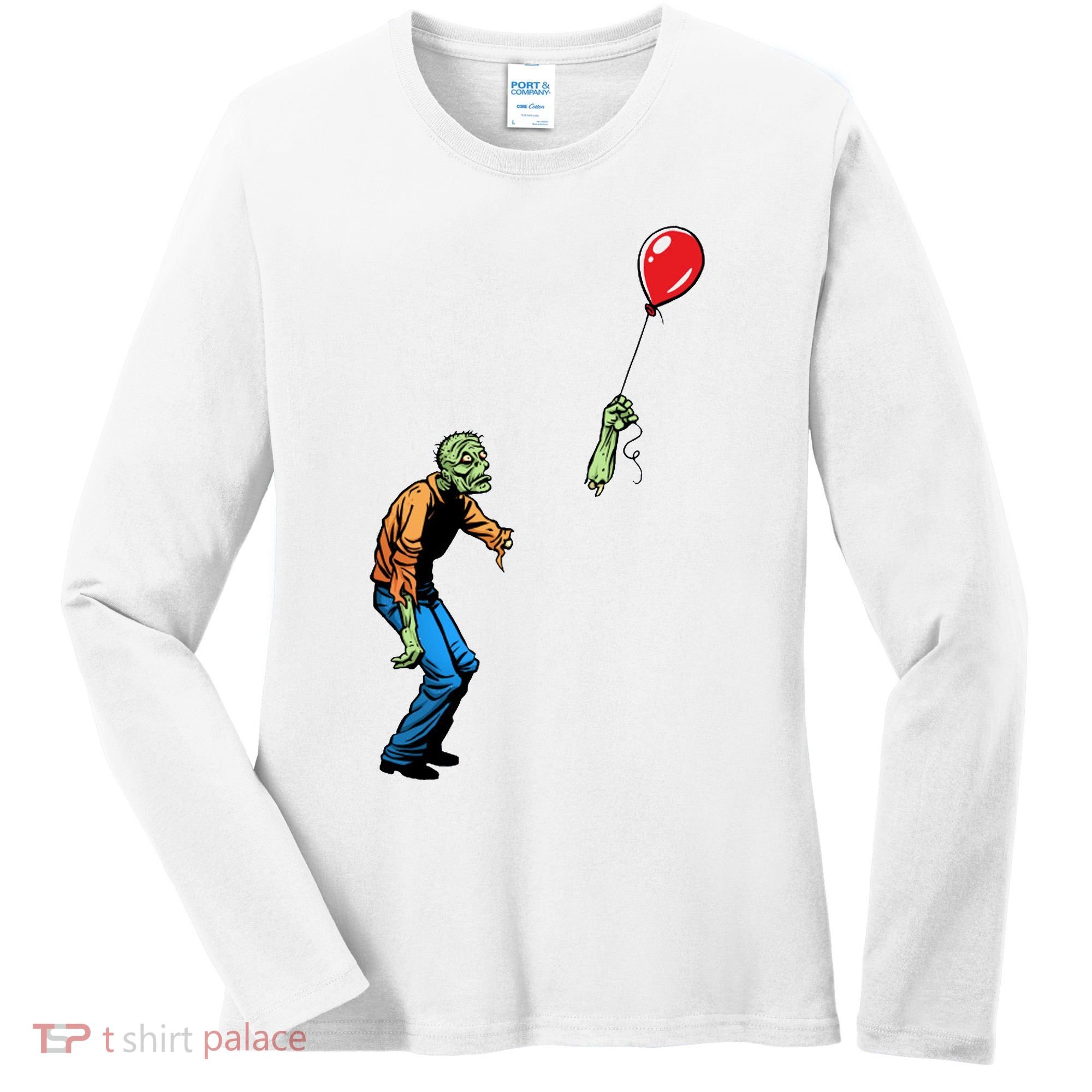 Halloween Zombie Balloon Funny Cut Off Arm Women's Long Sleeve Shirt