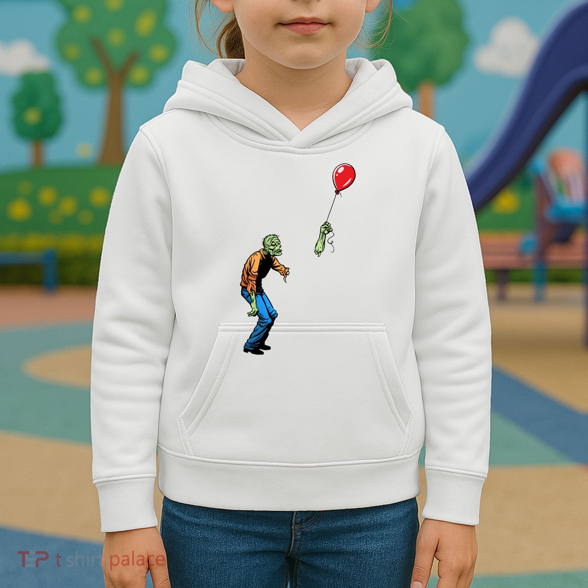 Halloween Zombie Balloon Funny Cut Off Arm Kids Hoodie