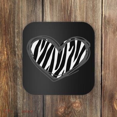 Heart Zebra Print For Zebra Lover Coaster
