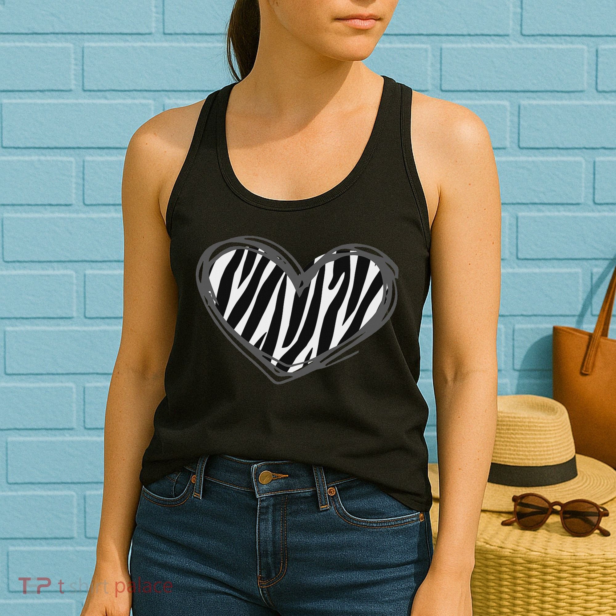 Heart Zebra Print For Zebra Lover Women's Tank Top