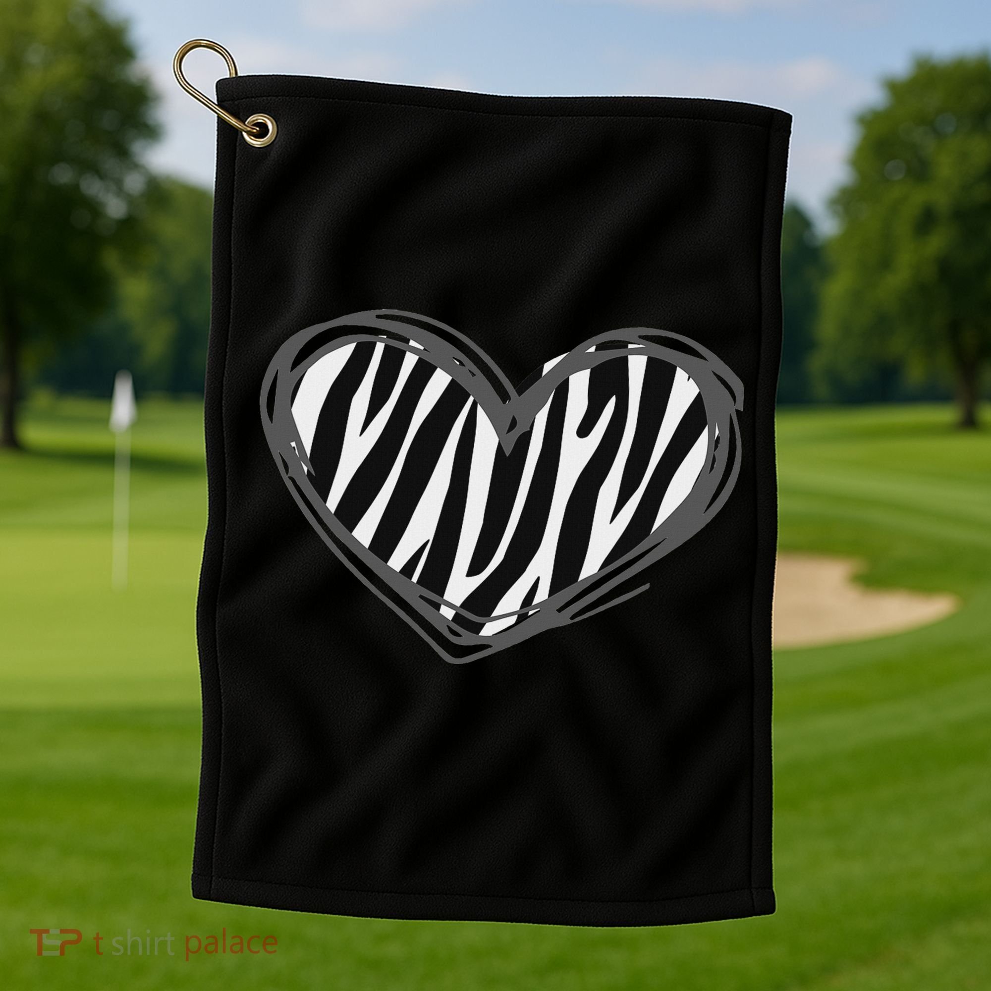 Heart Zebra Print For Zebra Lover Golf Towel