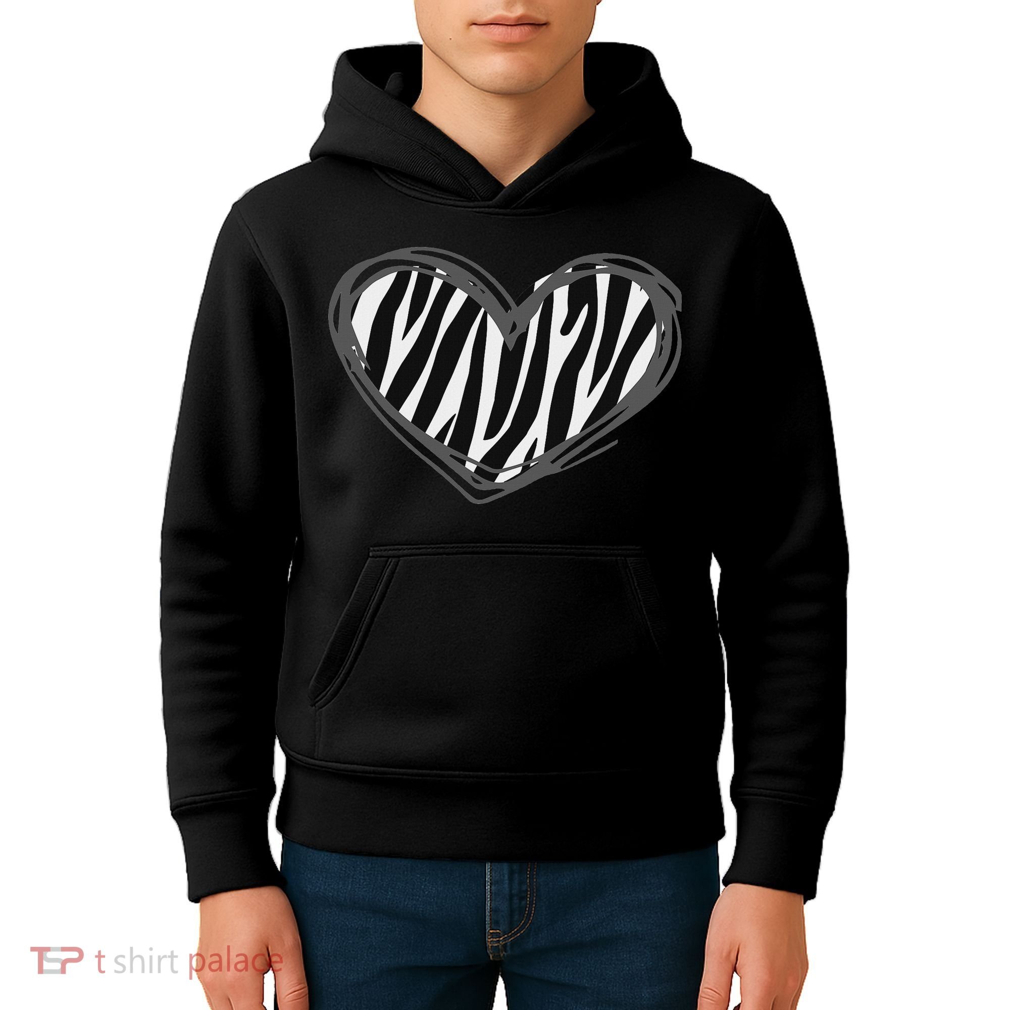 Heart Zebra Print For Zebra Lover Kids Hoodie