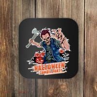 Halloween Zombie Party Pumpkin Patch Zombies Funny Coaster thumb 0