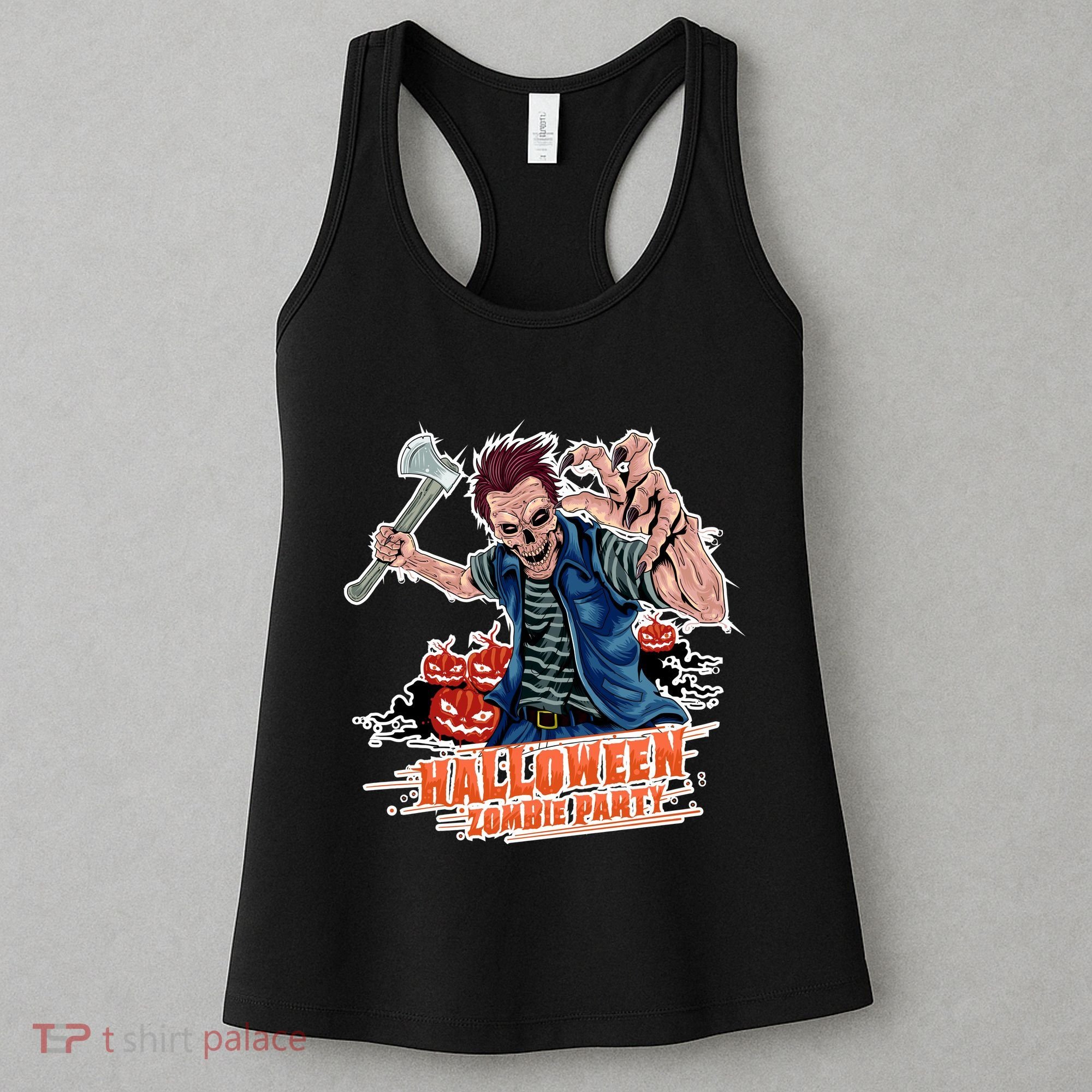 Halloween Zombie Party Pumpkin Patch Zombies Funny Women's Tank Top