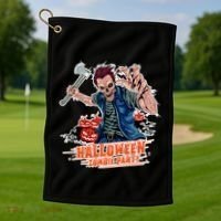 Halloween Zombie Party Pumpkin Patch Zombies Funny Golf Towel thumb 1