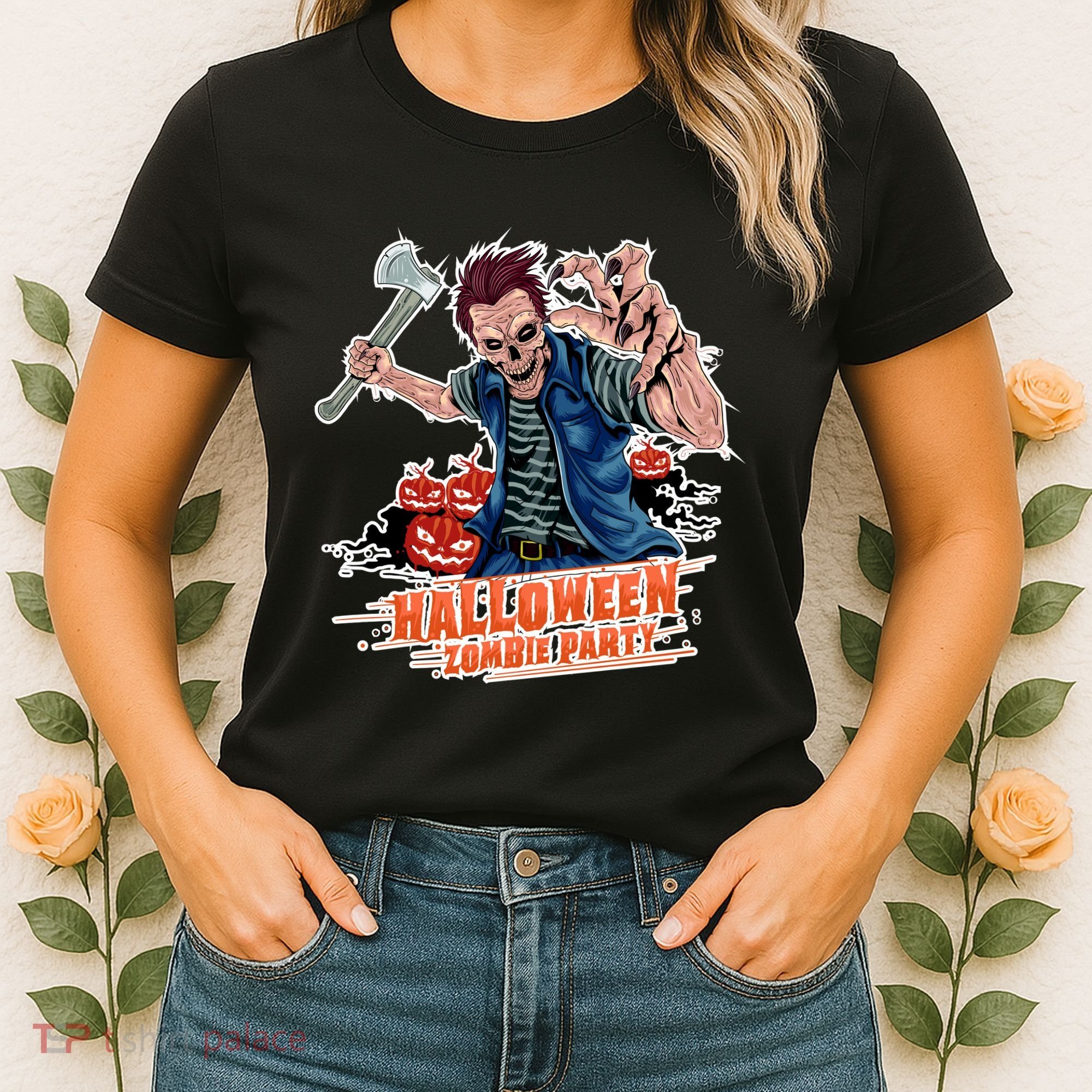 Halloween Zombie Party Pumpkin Patch Zombies Funny Women's T-Shirt