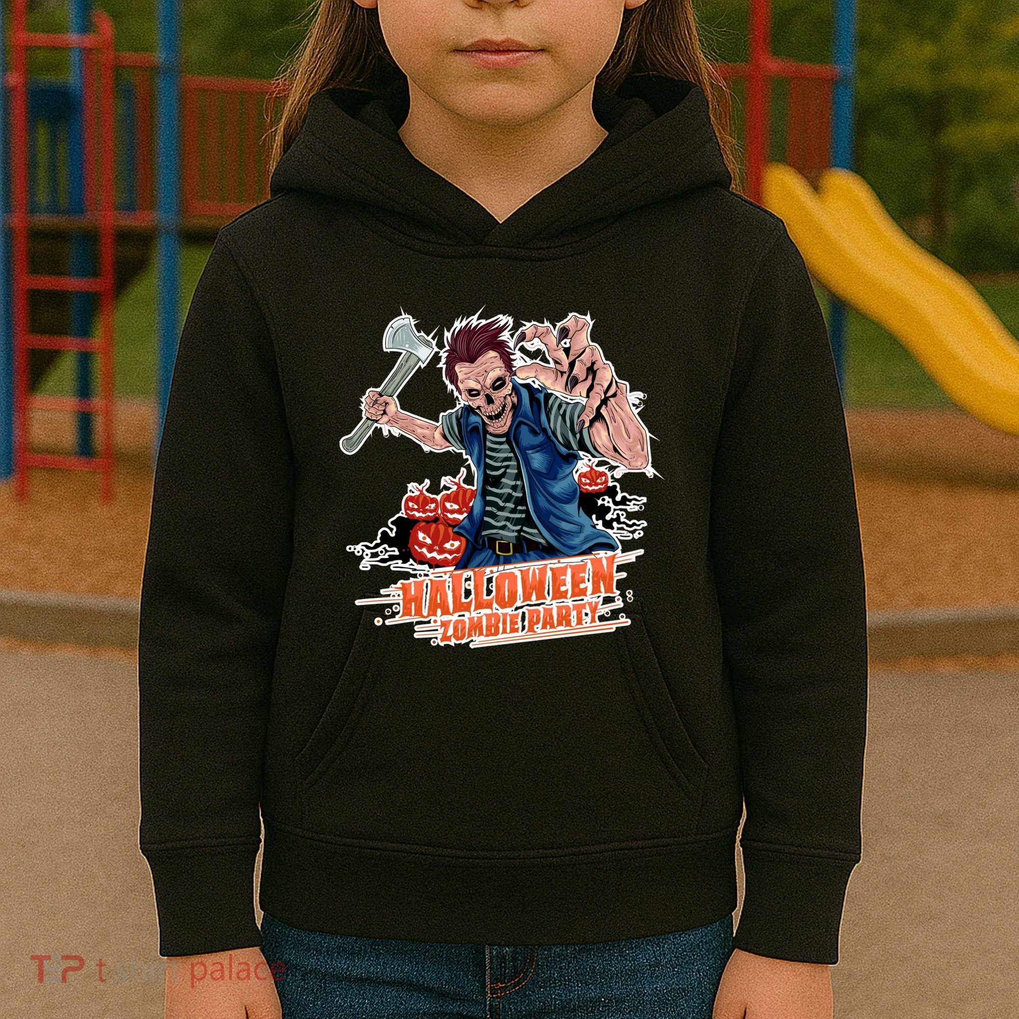 Halloween Zombie Party Pumpkin Patch Zombies Funny Kids Hoodie