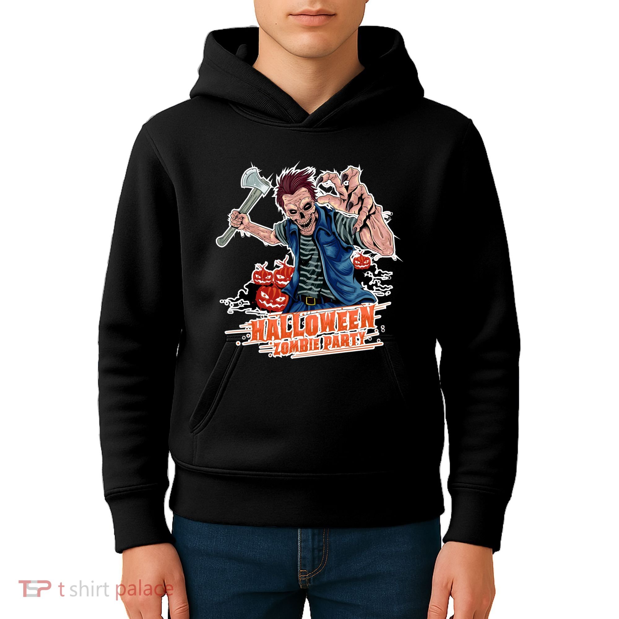 Halloween Zombie Party Pumpkin Patch Zombies Funny Kids Hoodie
