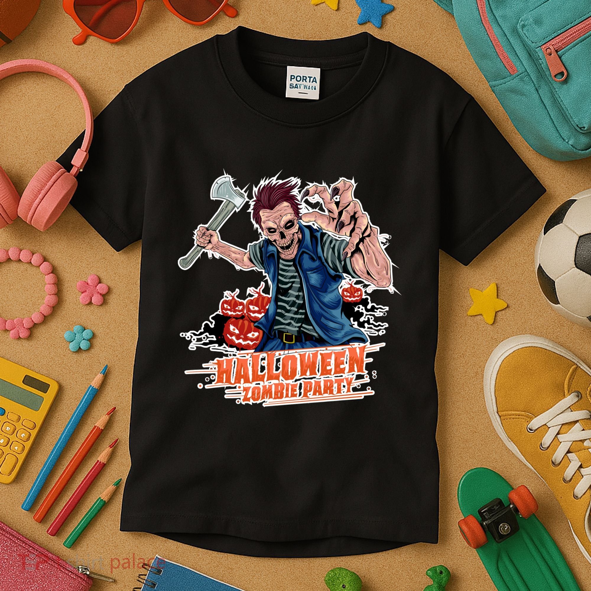 Halloween Zombie Party Pumpkin Patch Zombies Funny Kids T-Shirt