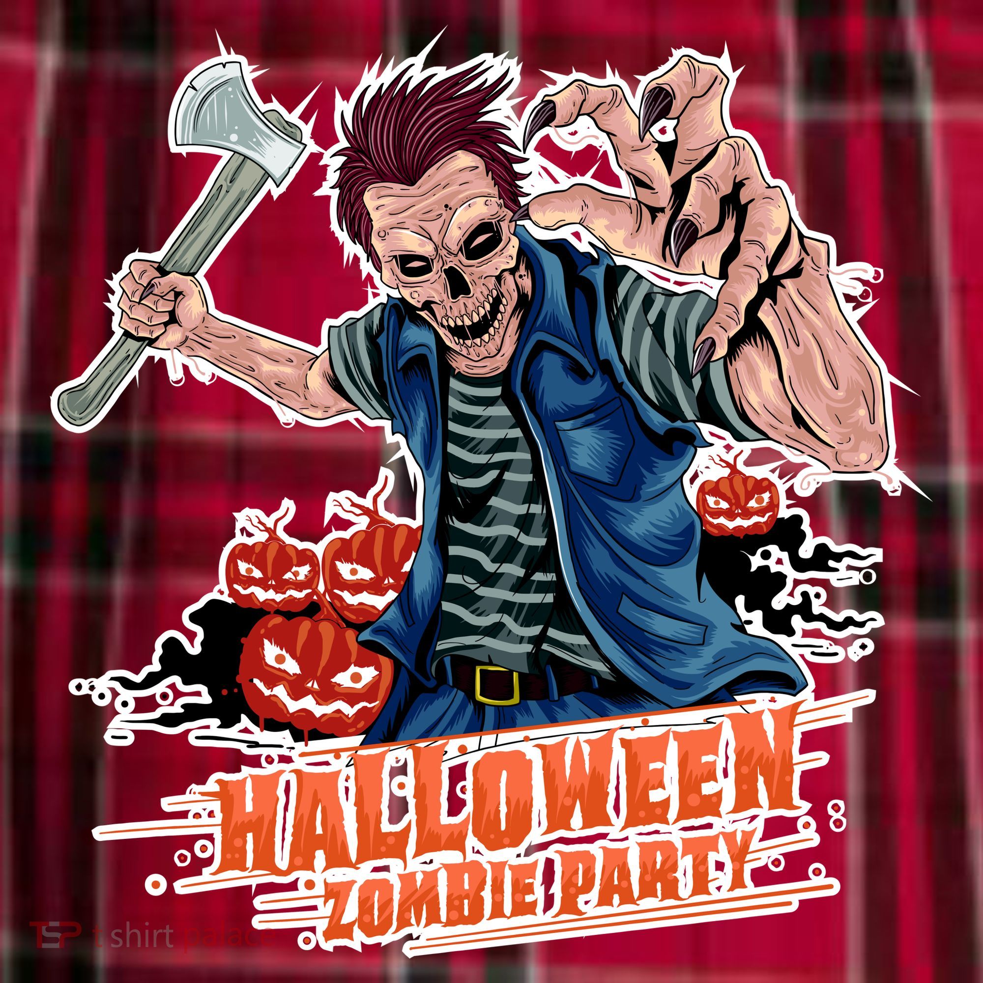 Halloween Zombie Party Pumpkin Patch Zombies Funny Women's Flannel Plaid Pajama Pants
