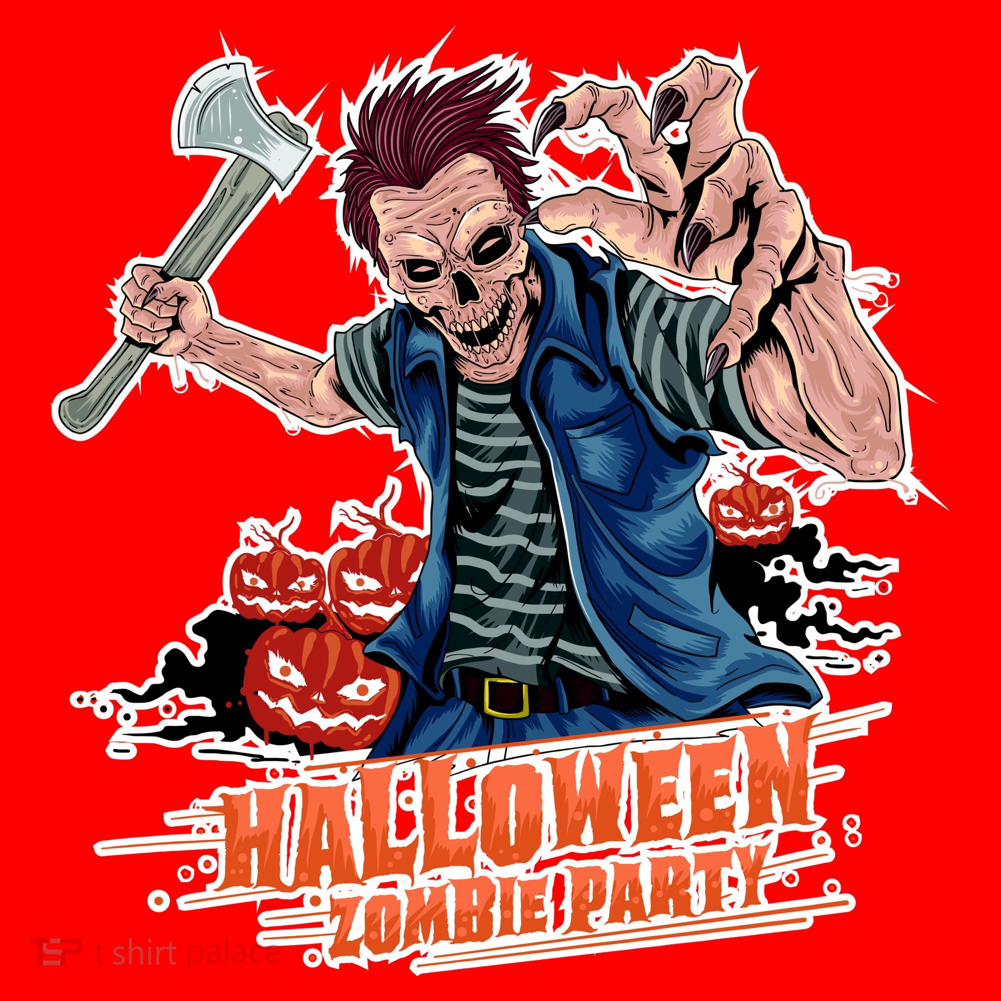 Halloween Zombie Party Pumpkin Patch Zombies Funny Santa Hat