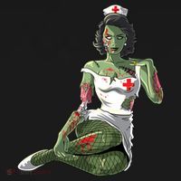 Halloween Zombie Pin Up Nurse Lady Gift Women's Hoodie thumb 2