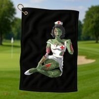 Halloween Zombie Pin Up Nurse Lady Gift Golf Towel thumb 1