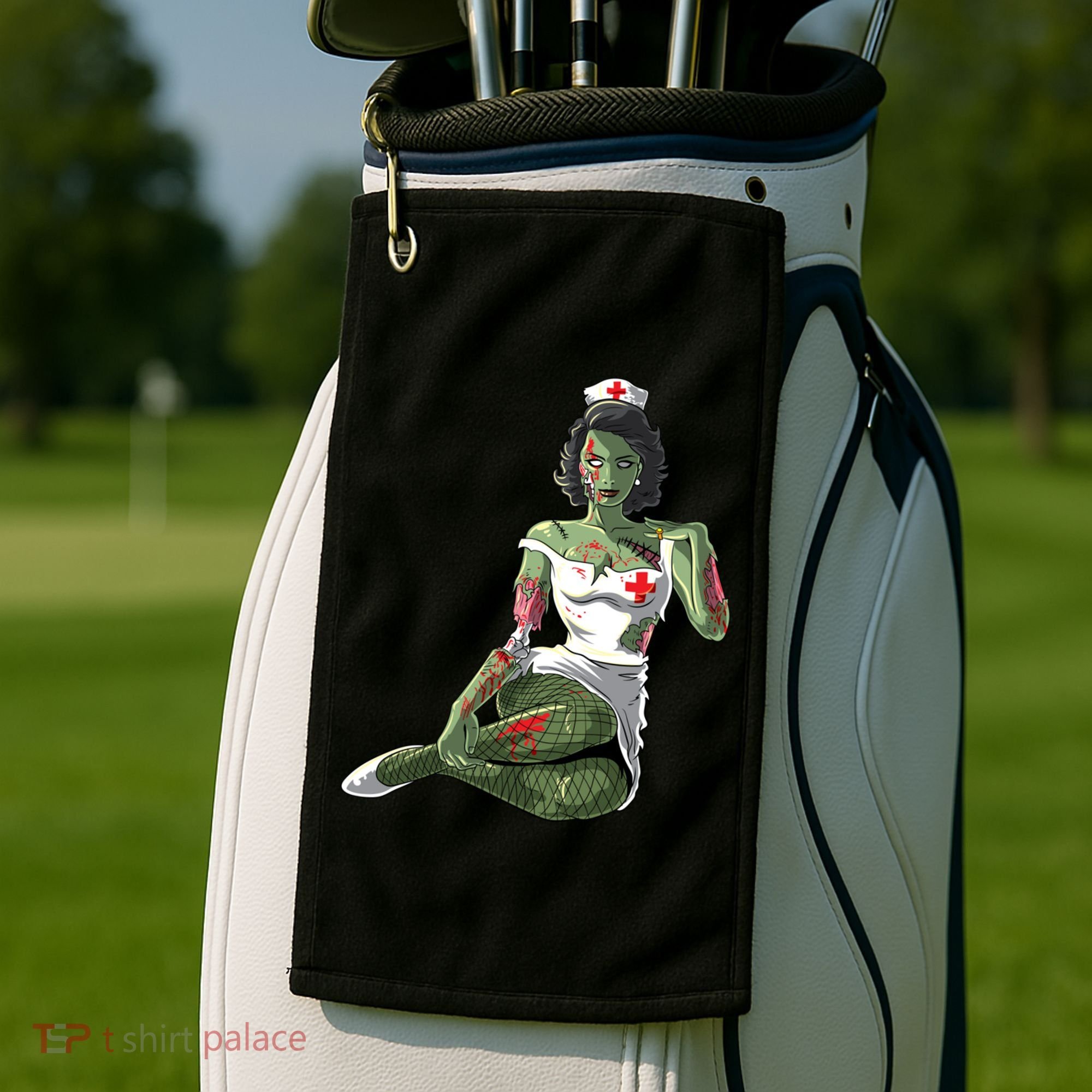 Halloween Zombie Pin Up Nurse Lady Gift Golf Towel