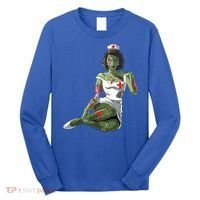 Halloween Zombie Pin Up Nurse Lady Gift Long Sleeve Shirt thumb 0