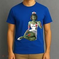 Halloween Zombie Pin Up Nurse Lady Gift T-Shirt thumb 3