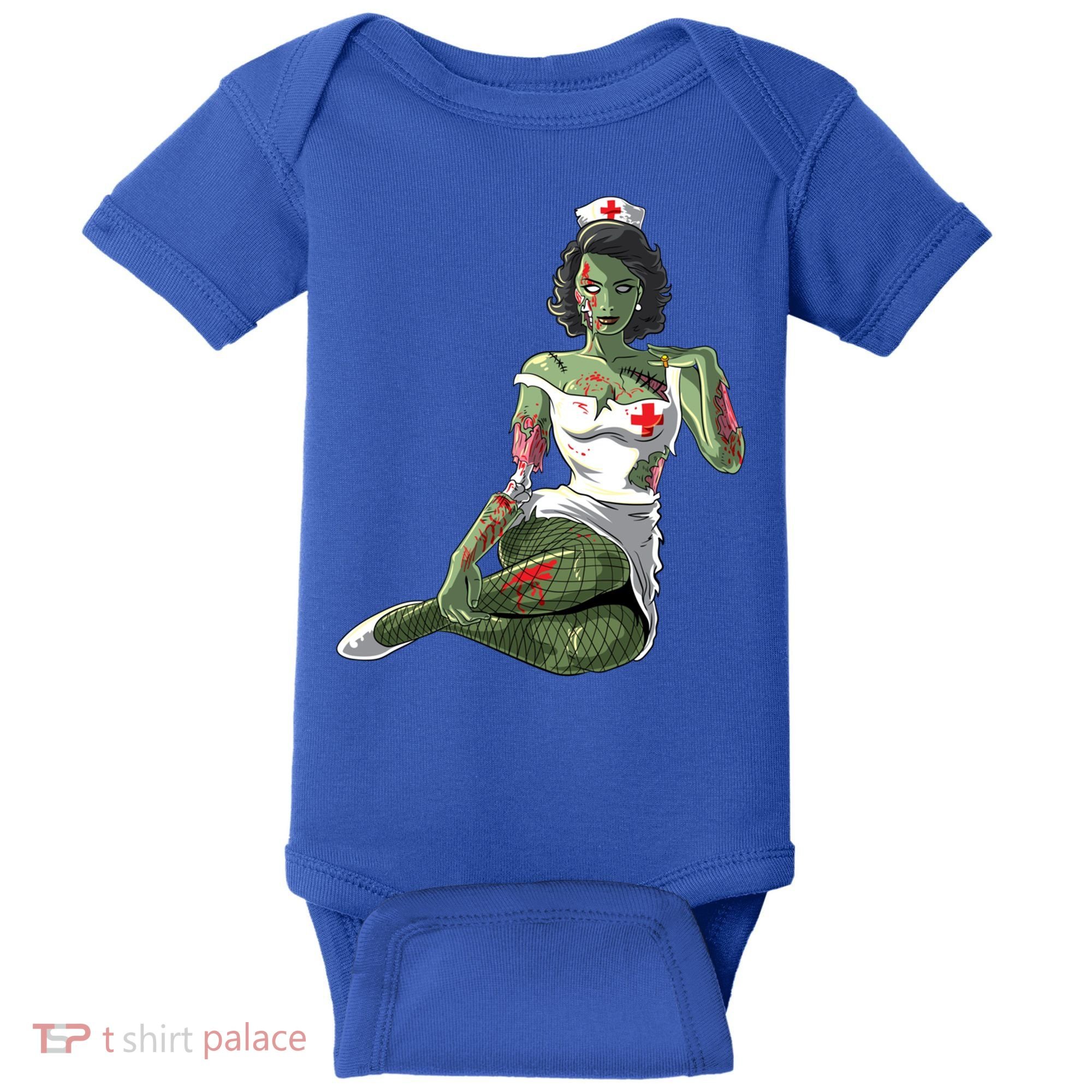Halloween Zombie Pin Up Nurse Lady Gift Baby Bodysuit