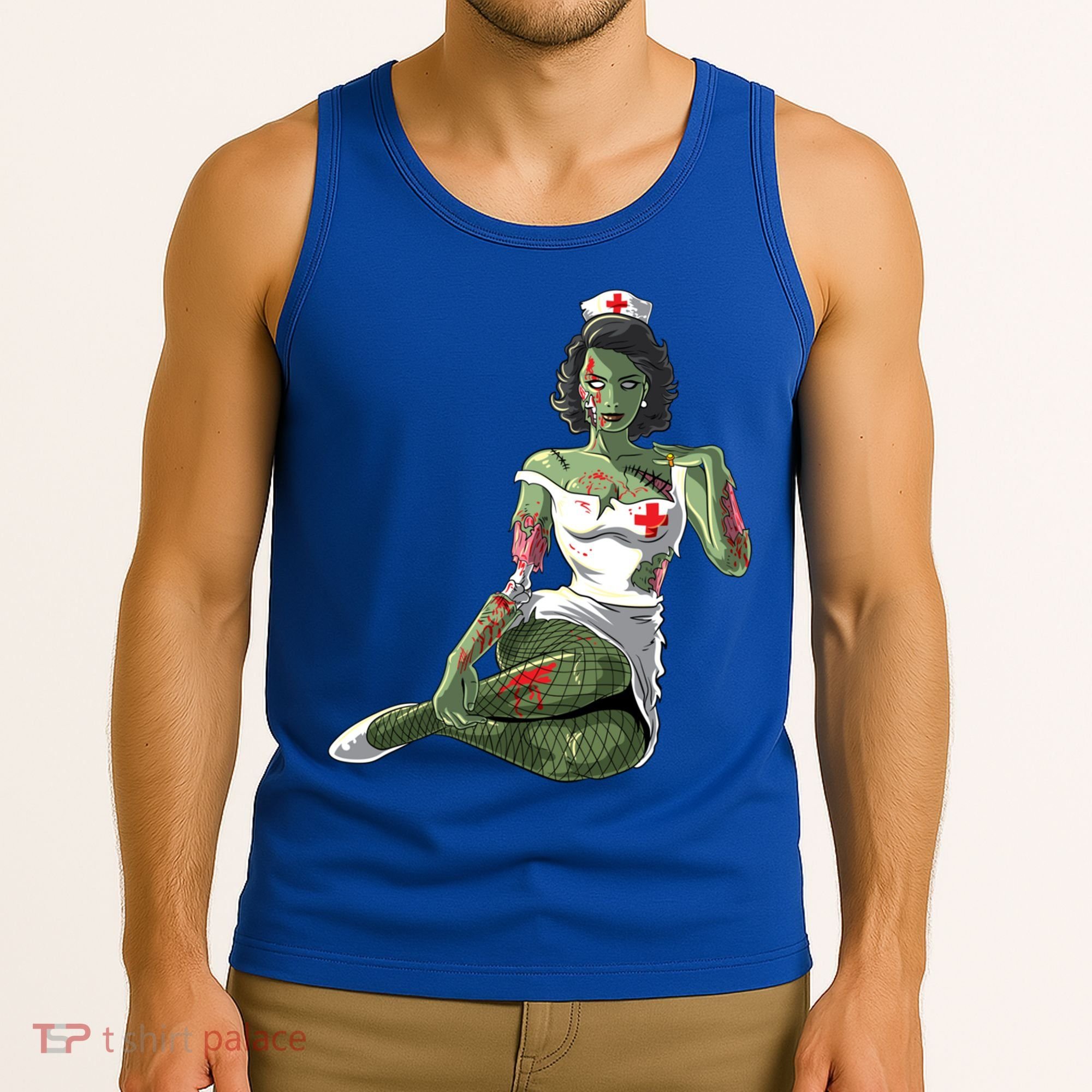 Halloween Zombie Pin Up Nurse Lady Gift Tank Top