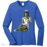 Halloween Zombie Pin Up Nurse Lady Gift Women's Long Sleeve Shirt thumb 0