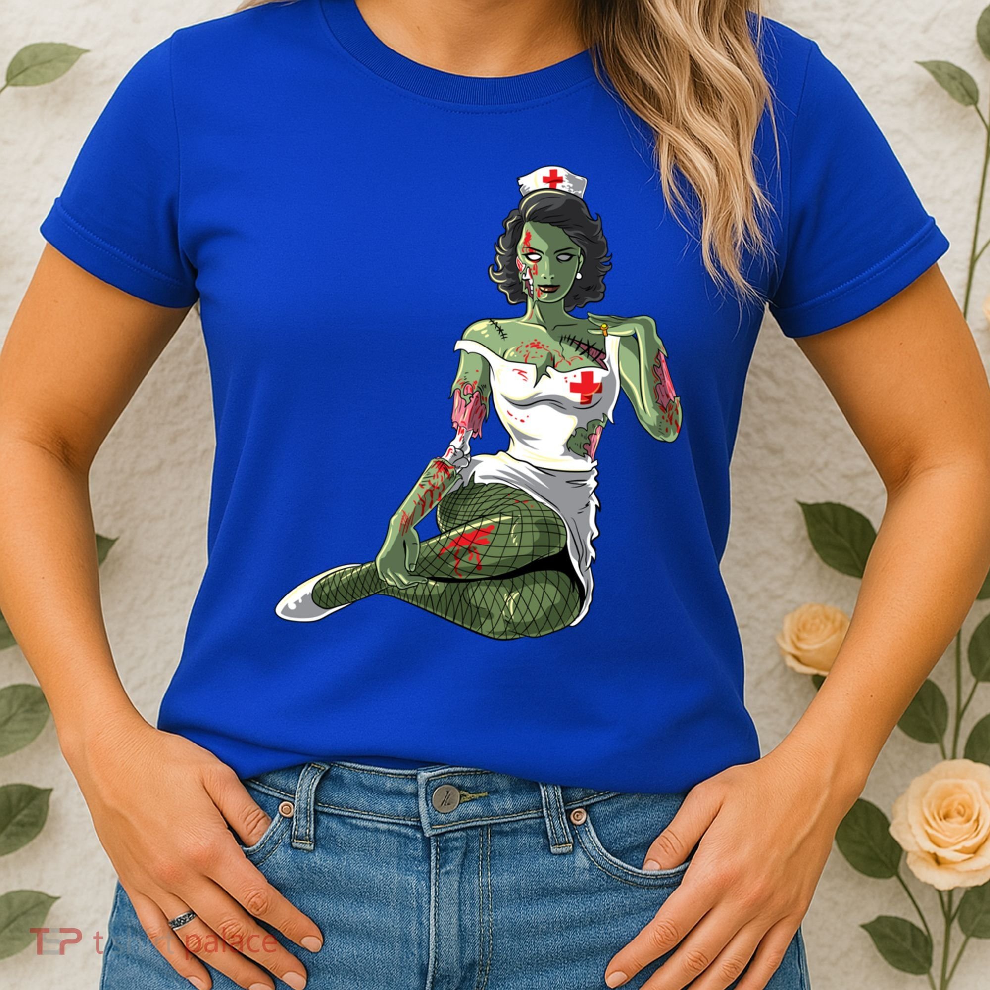 Halloween Zombie Pin Up Nurse Lady Gift Women's T-Shirt
