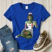 Halloween Zombie Pin Up Nurse Lady Gift Women's T-Shirt thumb 3
